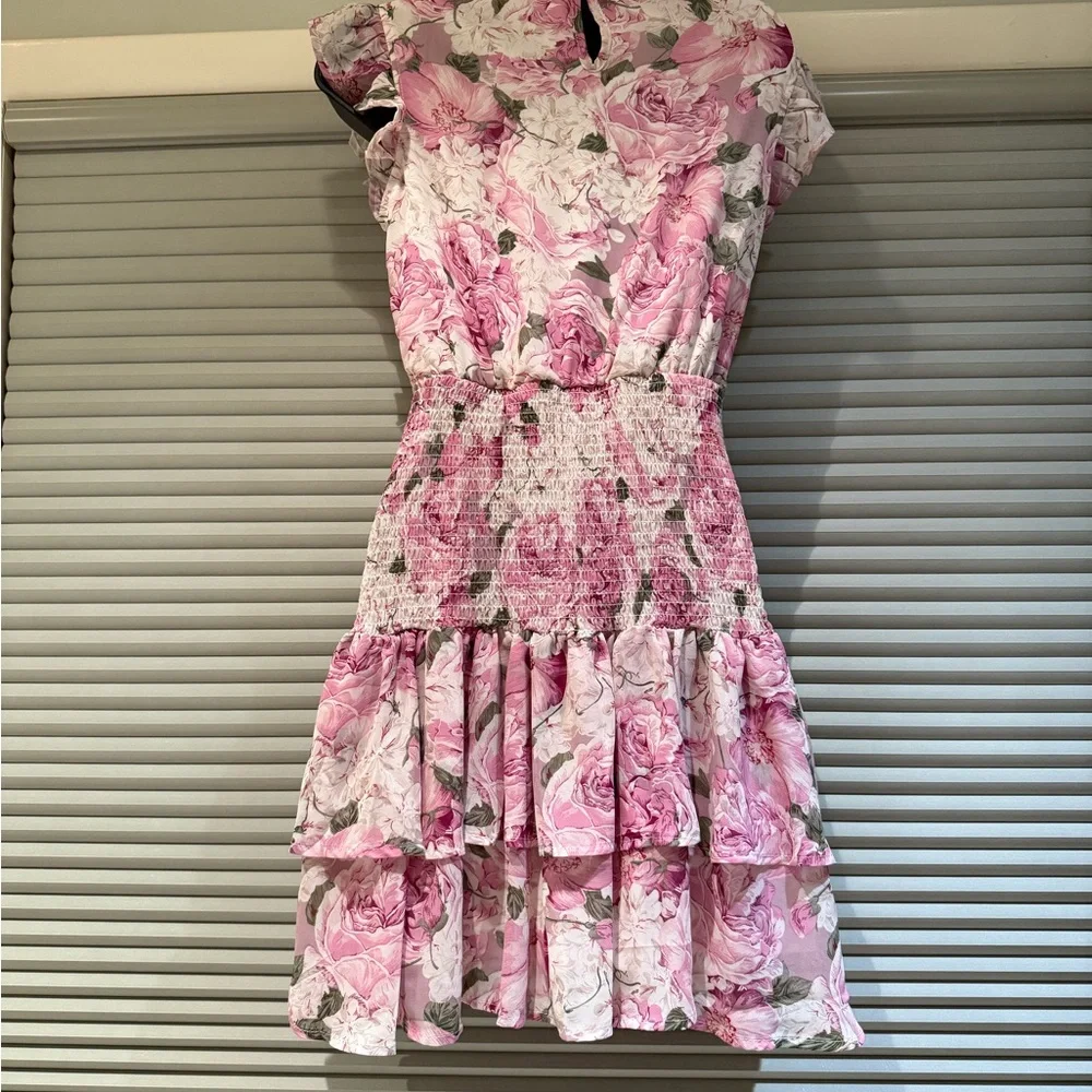Floral Pink Ruffle Dress - Picture 4 of 8
